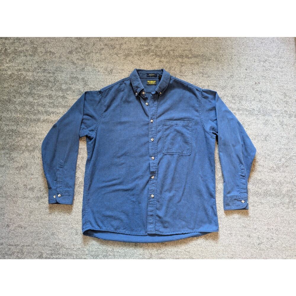 Vintage OshKosh B'gosh Blue Plaid Button-Down Flannel Shirt - XL 90s Made In USA